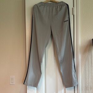 Adidas Men's Light Gray Joggers with Black Stripes